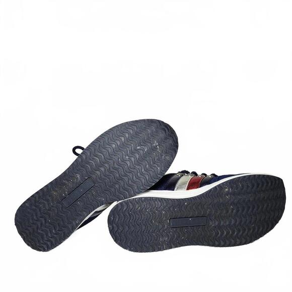 Tommy Hilfiger Women's Navy Blue Sneakers with Red, Silver, and Purple Stripes - Picture 8 of 9